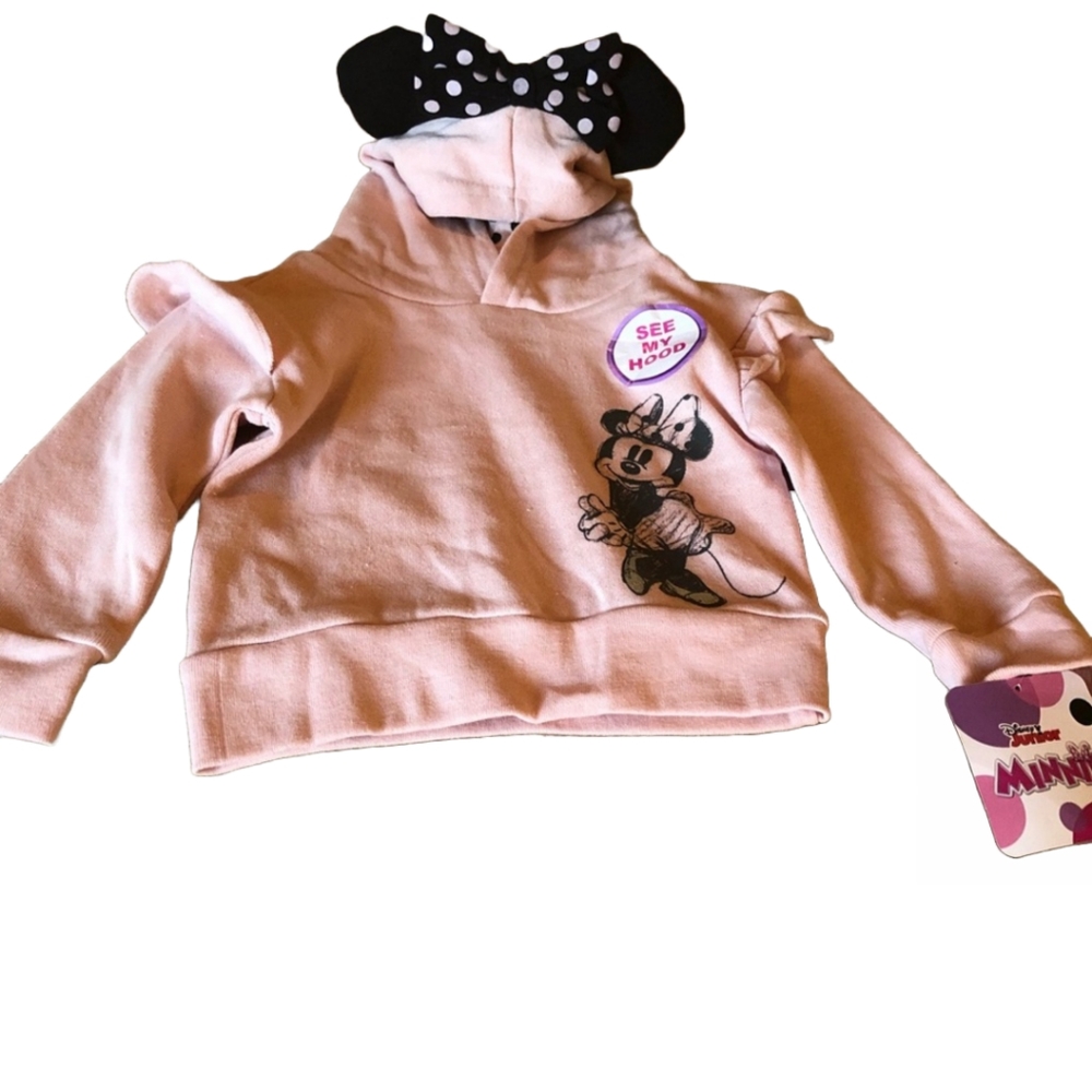 NWT Disney Girl’s Minnie  Hoodie with Bow and Ear-12month